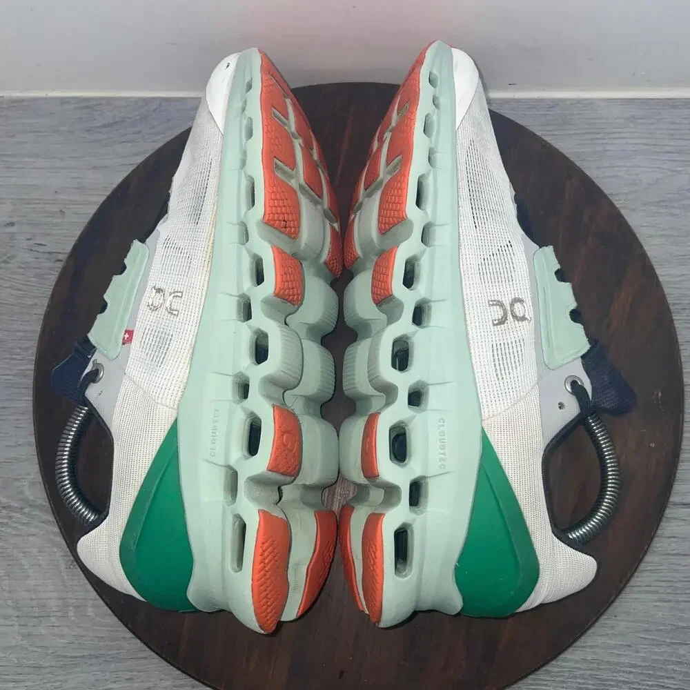 On Cloudstratus Women’s 10 Undyed White Green Athletic Running Shoes Sneakers